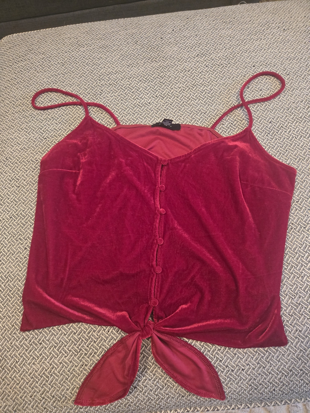 Forever 21 Velvet Tie-Front Spaghetti Strap Cami - Red
